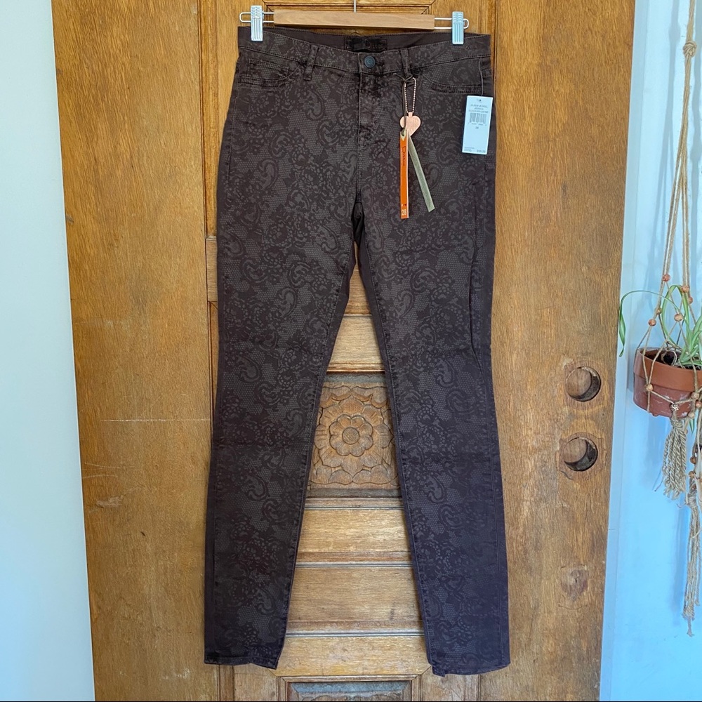 Dittos damask lace print skinny brown